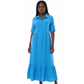 Short Sleeve Buttoned Collar Dress