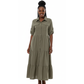 Short Sleeve Buttoned Collar Dress