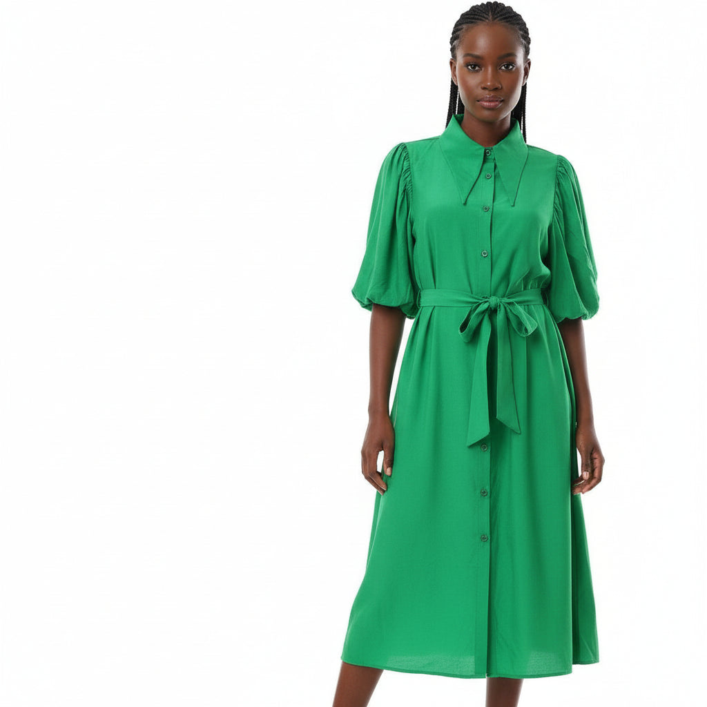 Short Sleeve Buttoned Dress