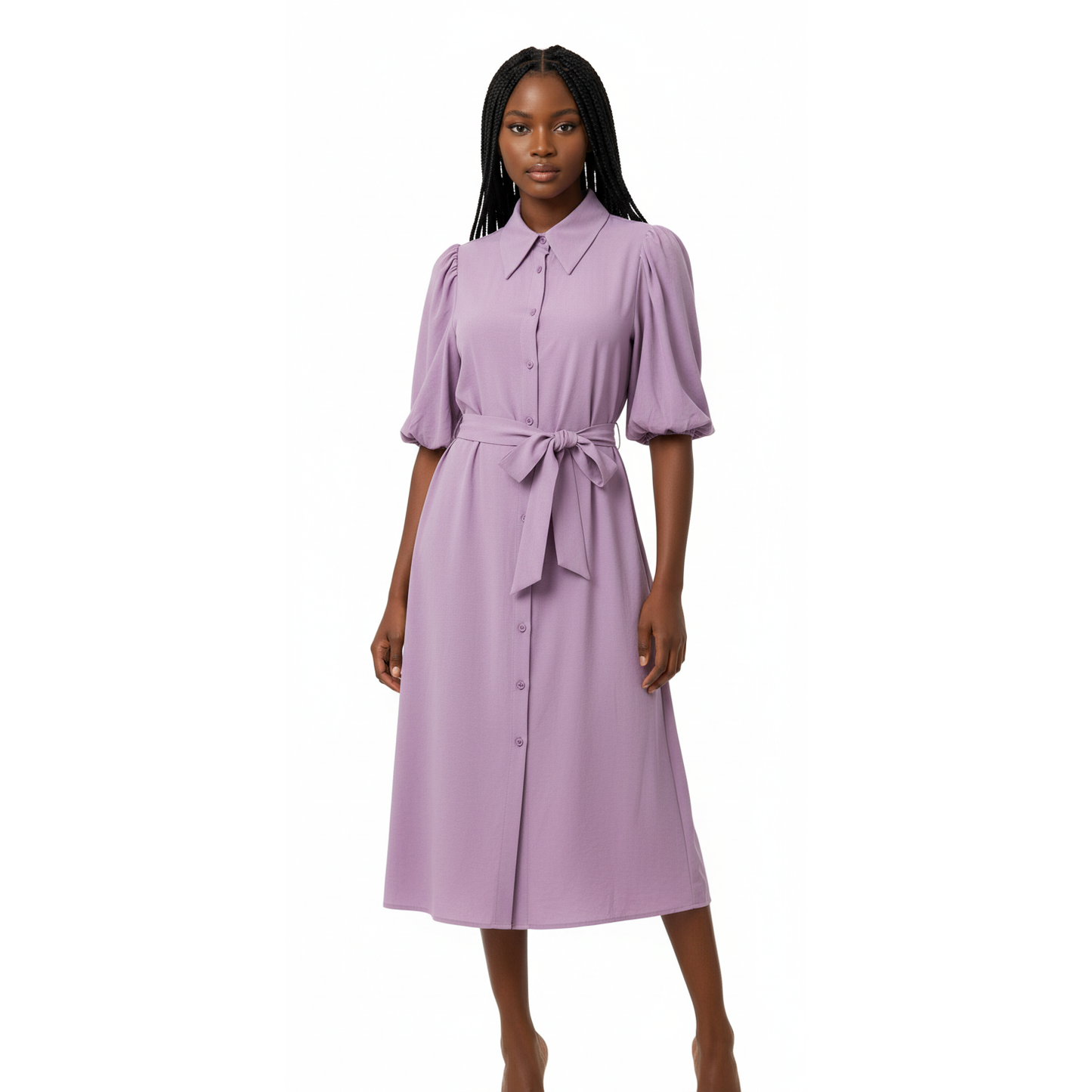 Short Sleeve Buttoned Dress