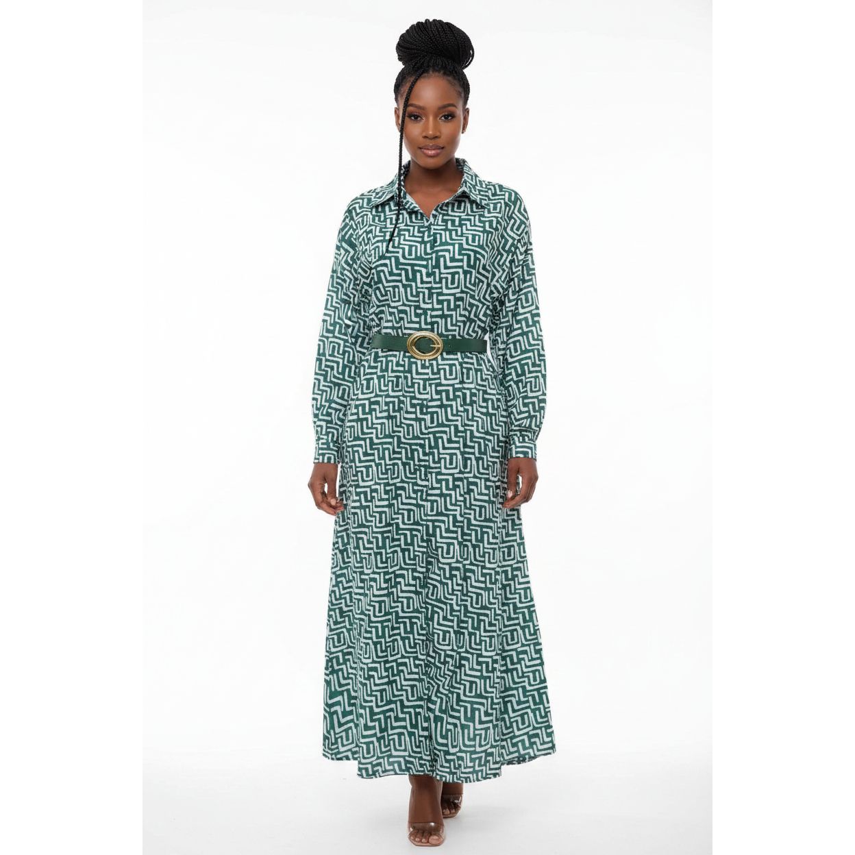 Vintage Printed Buttoned Dress
