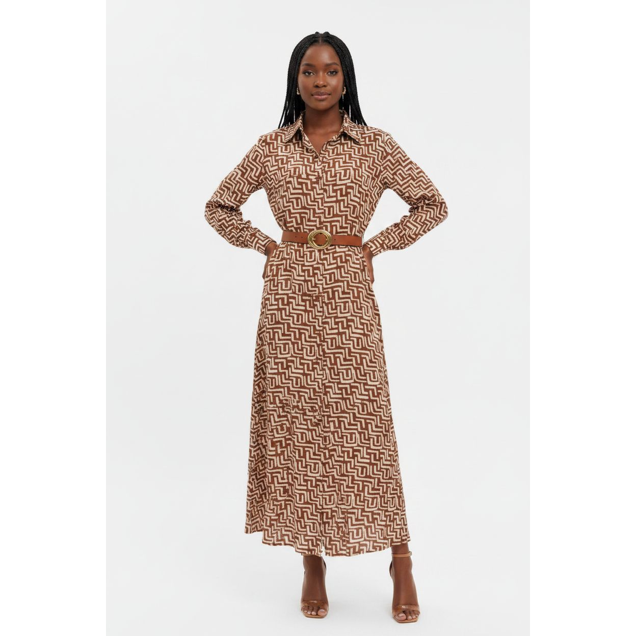 Vintage Printed Buttoned Dress