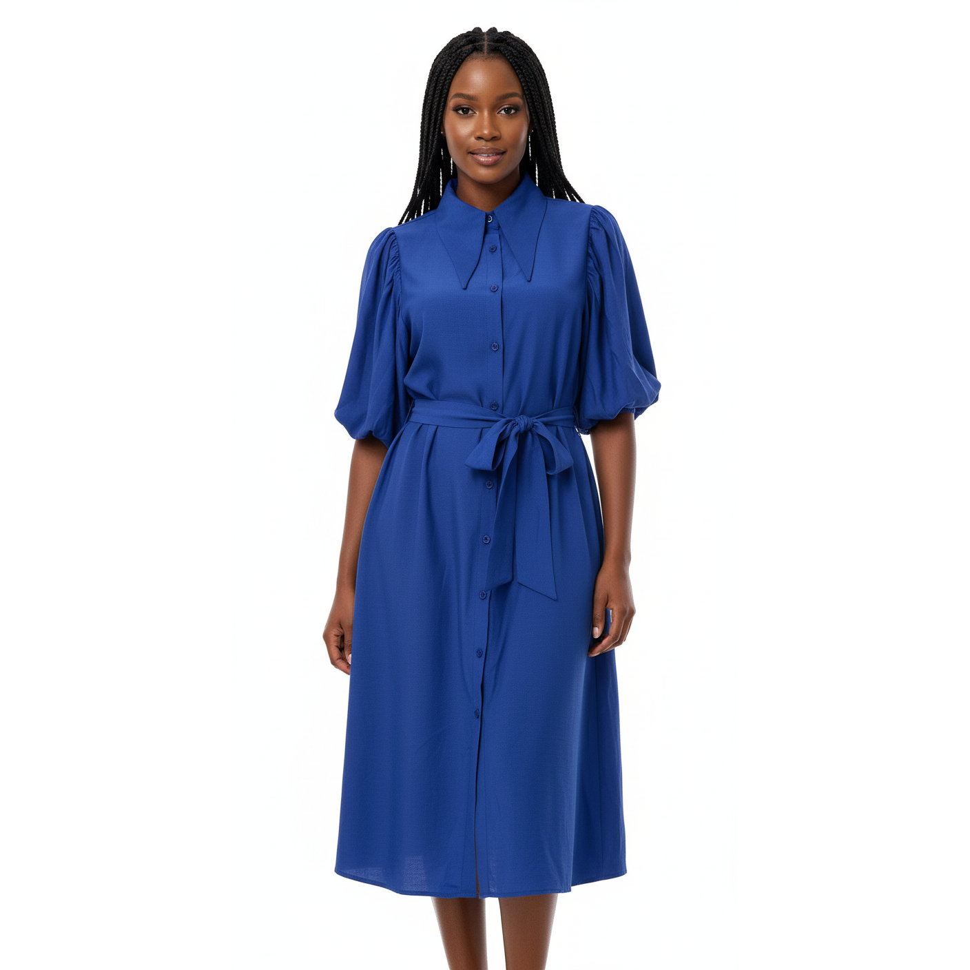 Short Sleeve Buttoned Dress