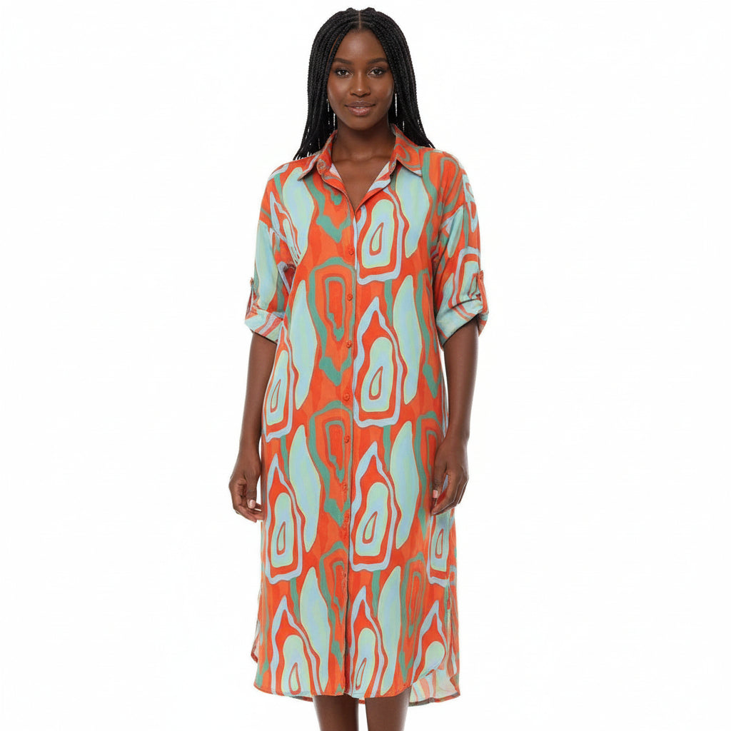 Short Sleeve Buttoned Dress