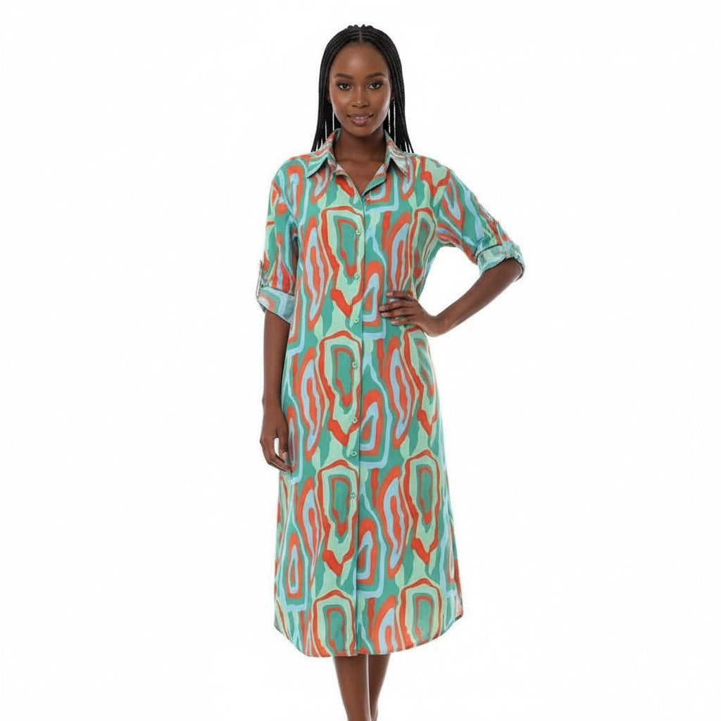 Short Sleeve Buttoned Dress