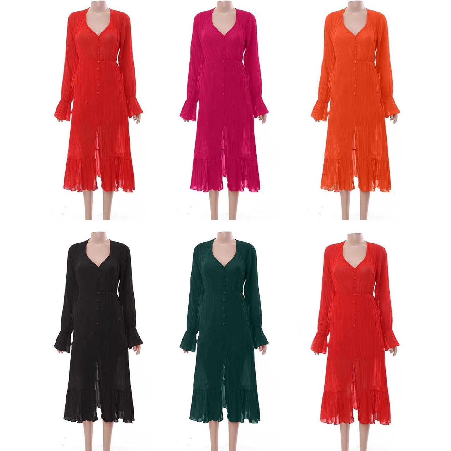 Long Sleeve V-Neck Dress