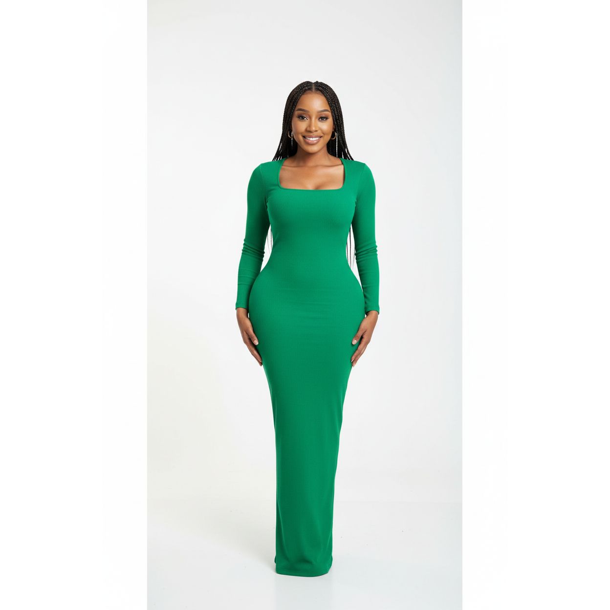 Square Long Sleeve Bodycon Dress