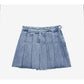 Denim Pleated Minin Skirt