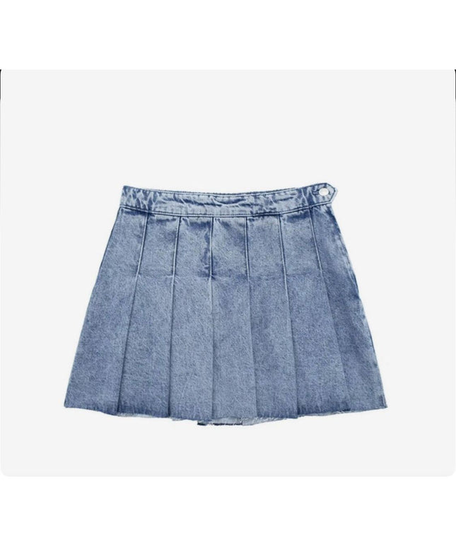 Denim Pleated Minin Skirt