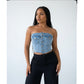 Denim Summer Single Breasted Strapless Crop Top