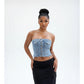 Denim Summer Single Breasted Strapless Crop Top