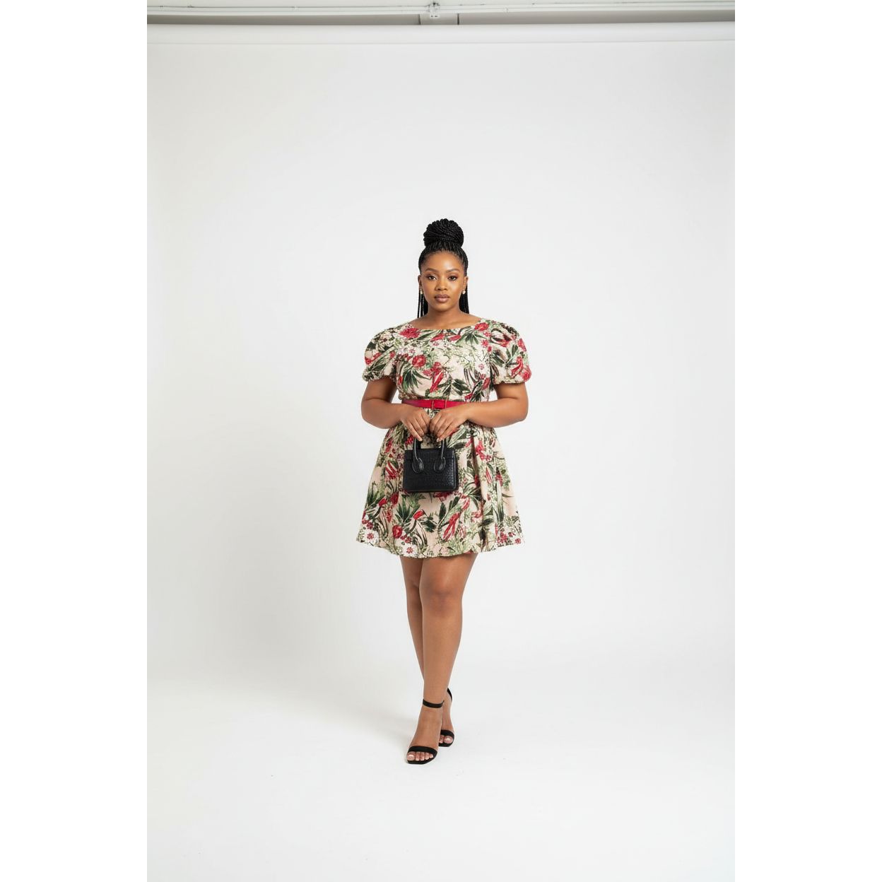 Round Neck Ankara Midi Dress