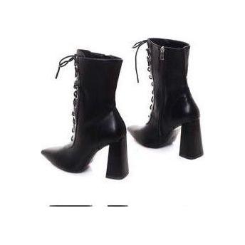 Pointed Toe Lace-Up Boots