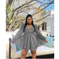 V-Neck Long Sleeve Minin Dress