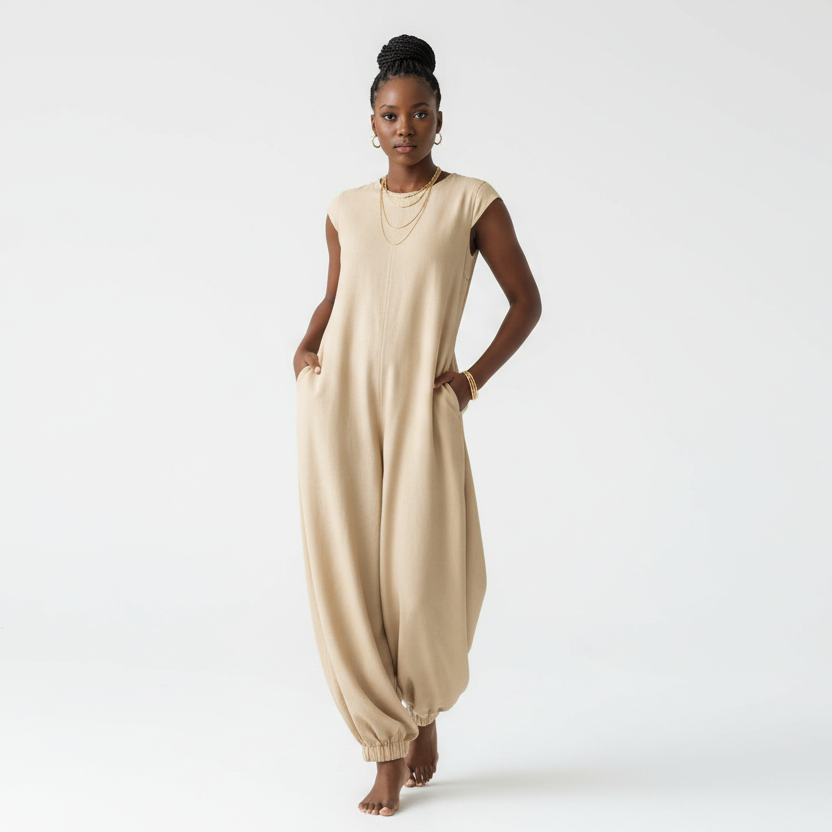 Round Neck Wide Leg Jumpsuit