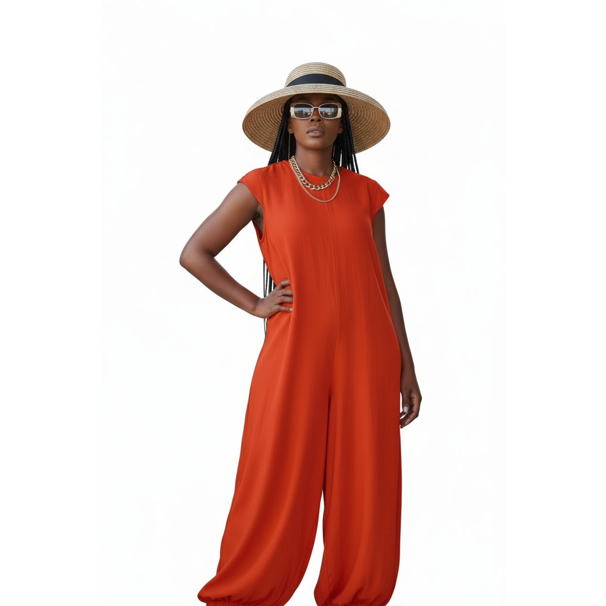 Round Neck Wide Leg Jumpsuit