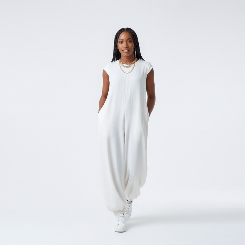 Round Neck Wide Leg Jumpsuit