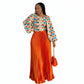 Pleated Long Skirt & Puffy Sleeve Top Set