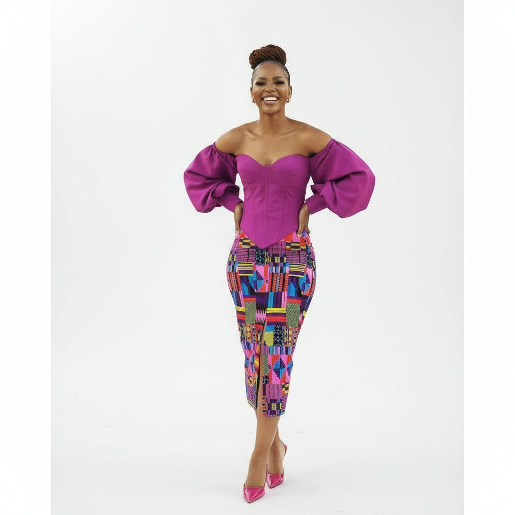 High Waisted Skirt And Corset Top Set