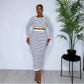 Striped Crop Top and Skirt Set