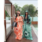 Tie-Die Emerald Green Print Silk Caftan Dress