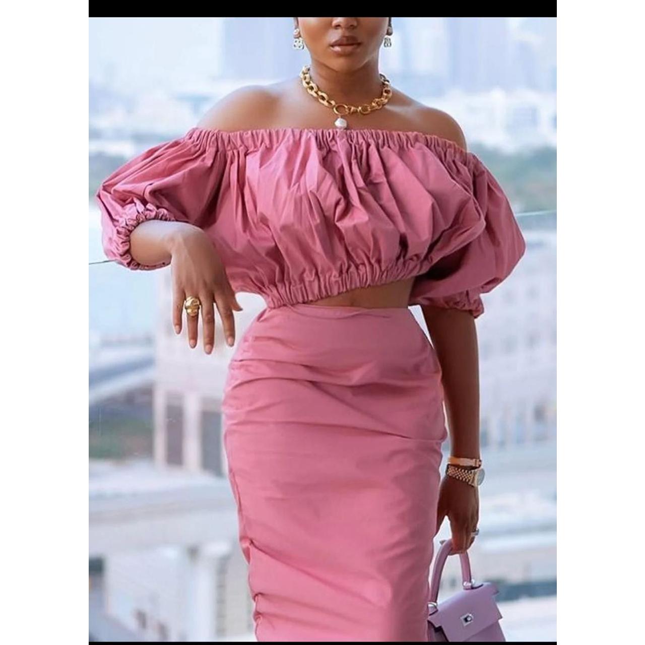 Off Shoulder Tassel Detail Crop Top & Shirred Panel Skirt Set