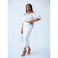 High Waisted Skirt & Crop-Top Off Shoulder Top Set