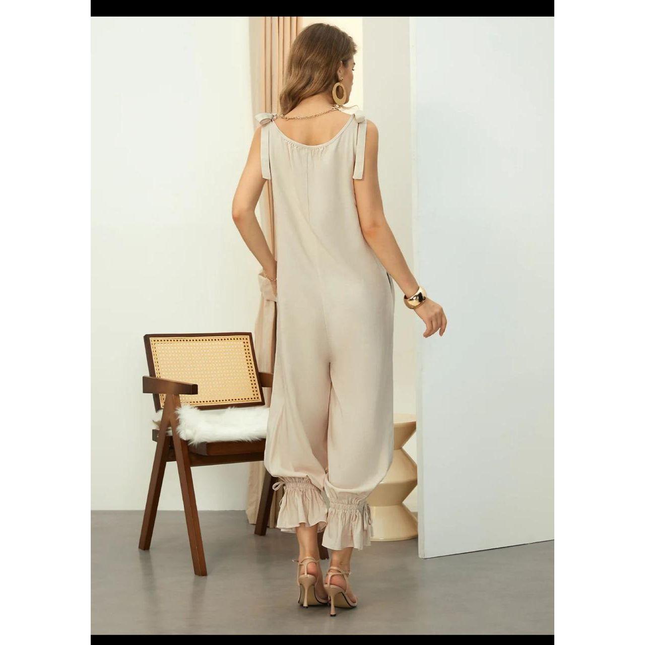 Loose Cold Shoulder V-Neck Jumpsuits