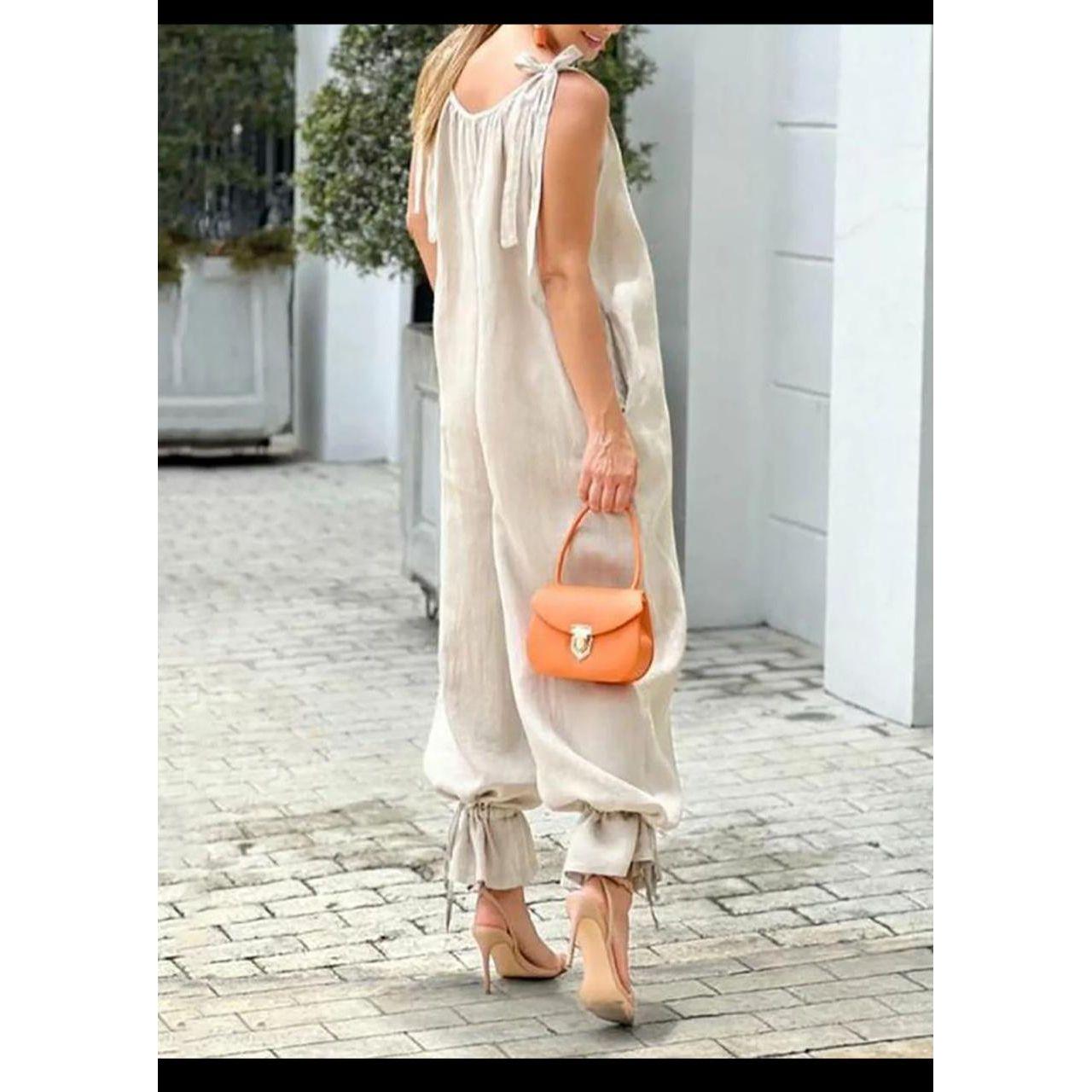 Loose Cold Shoulder V-Neck Jumpsuits