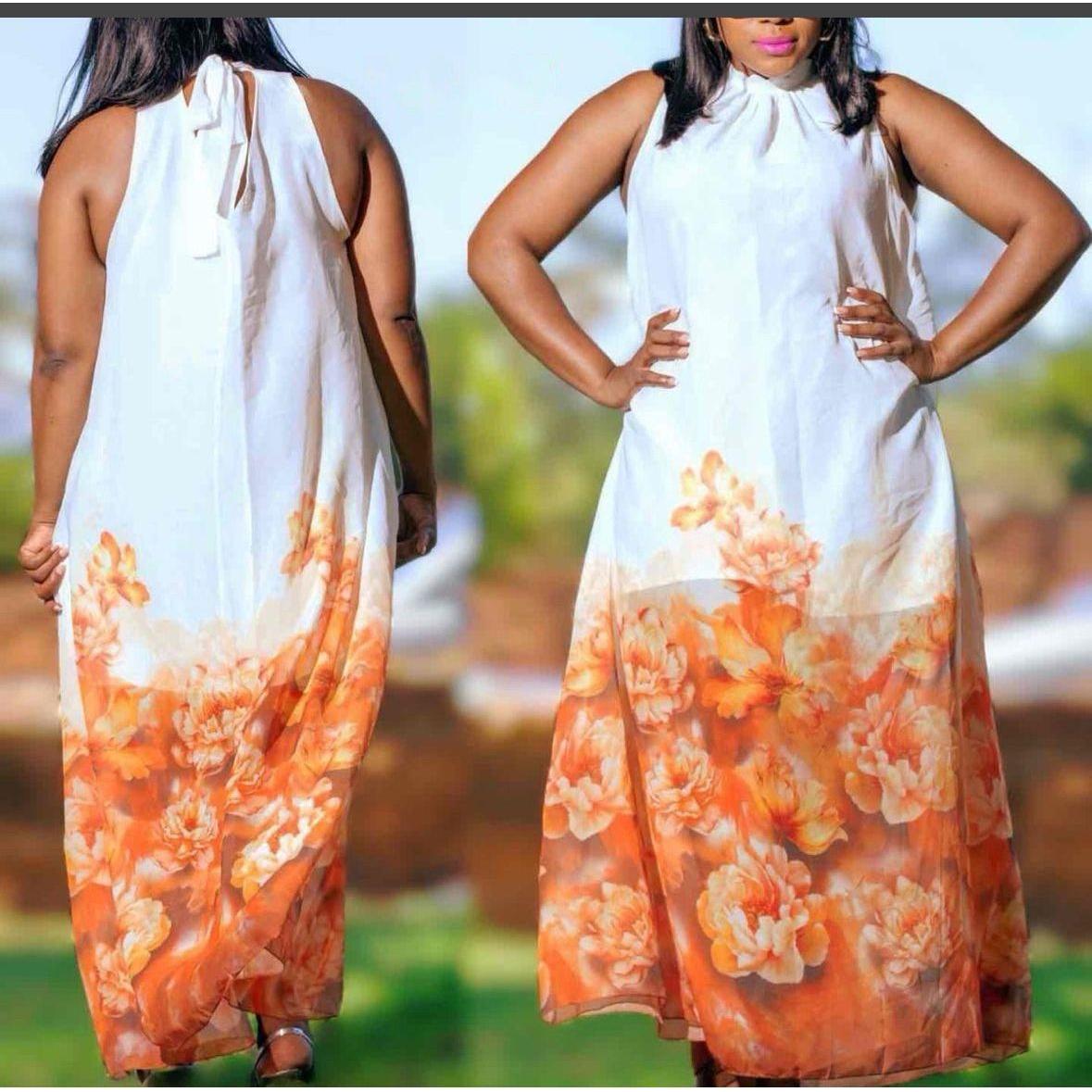 Round Neck Floral Maxi Dress