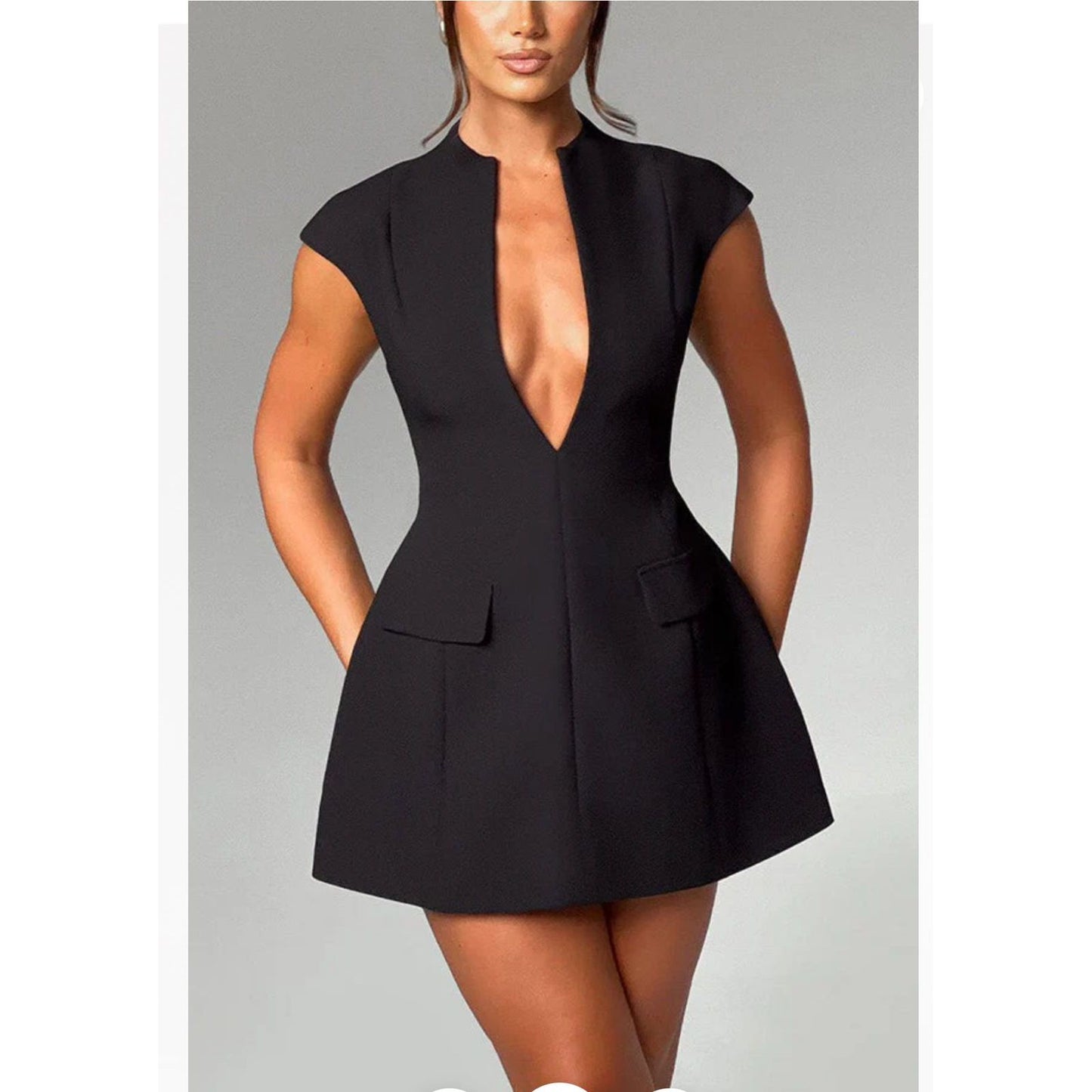 V-Neck Bubble Mini Dress