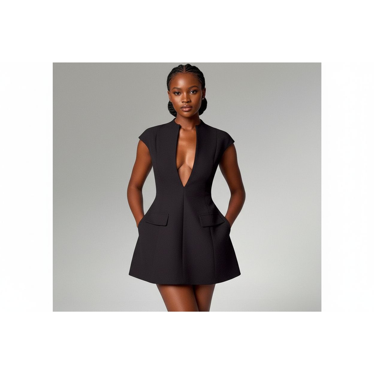 V-Neck Bubble Mini Dress