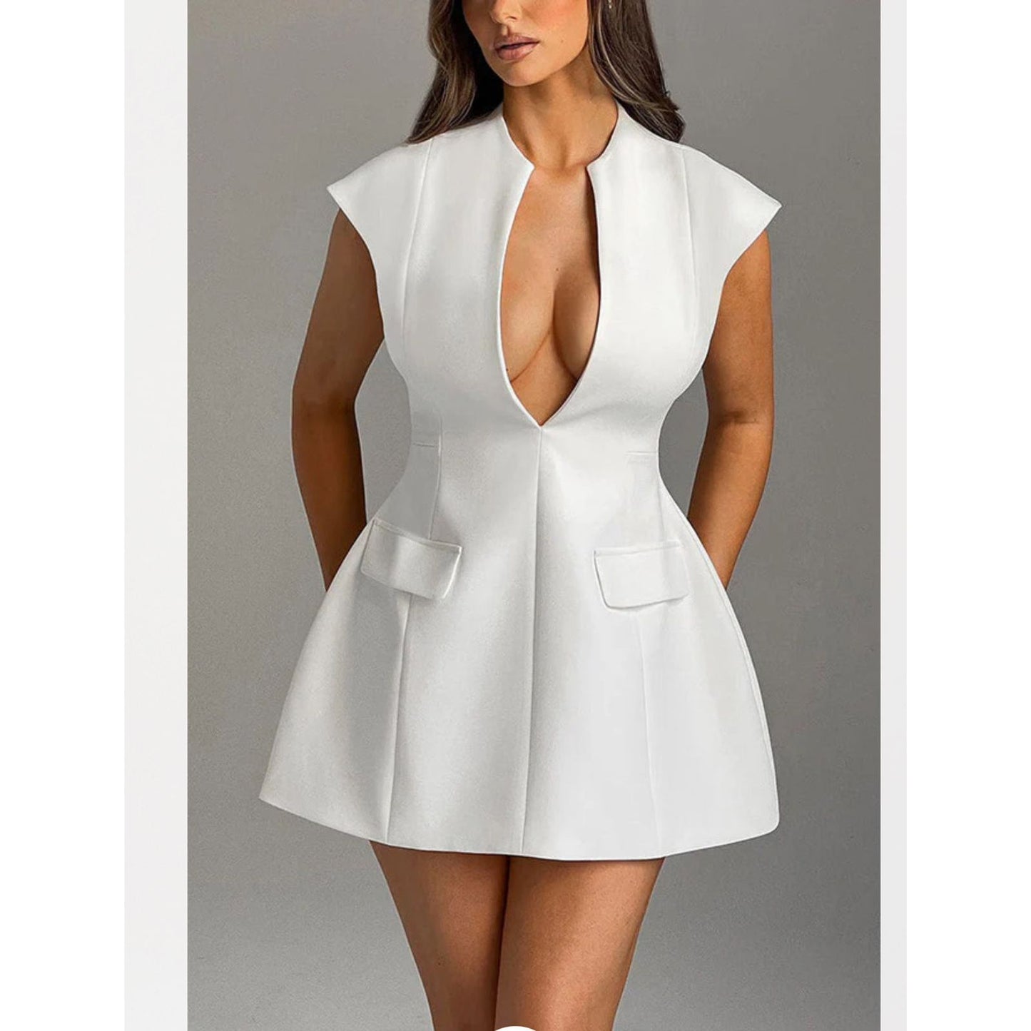 V-Neck Bubble Mini Dress