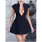 V-Neck Bubble Mini Dress