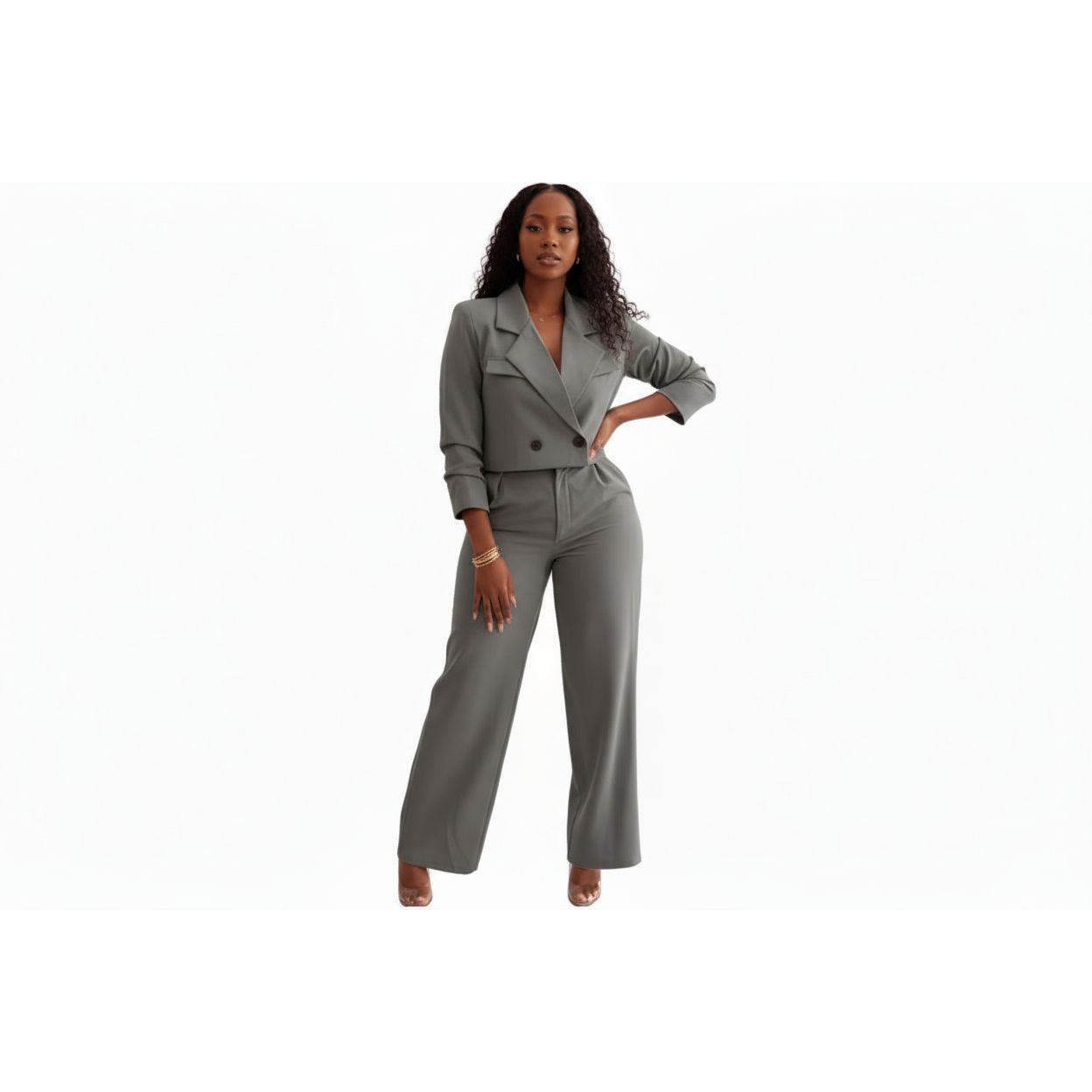 High Waisted Pant & Crop Blazer set