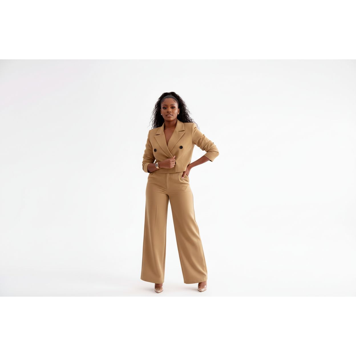 High Waisted Pant & Crop Blazer set