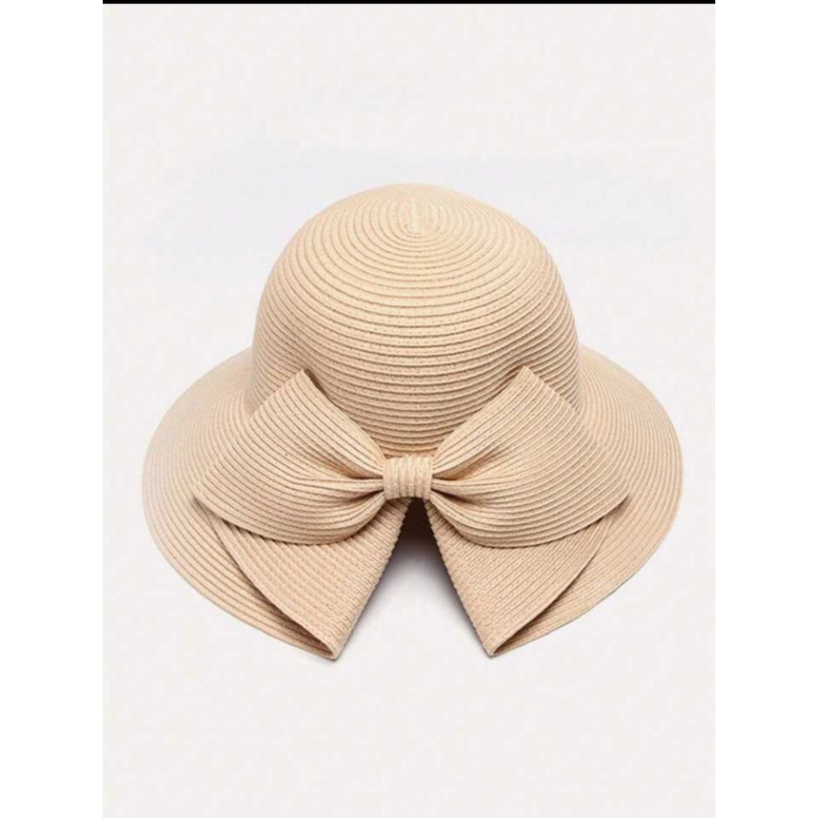 Straw Hat With Bowknot & Wide Brim Hat
