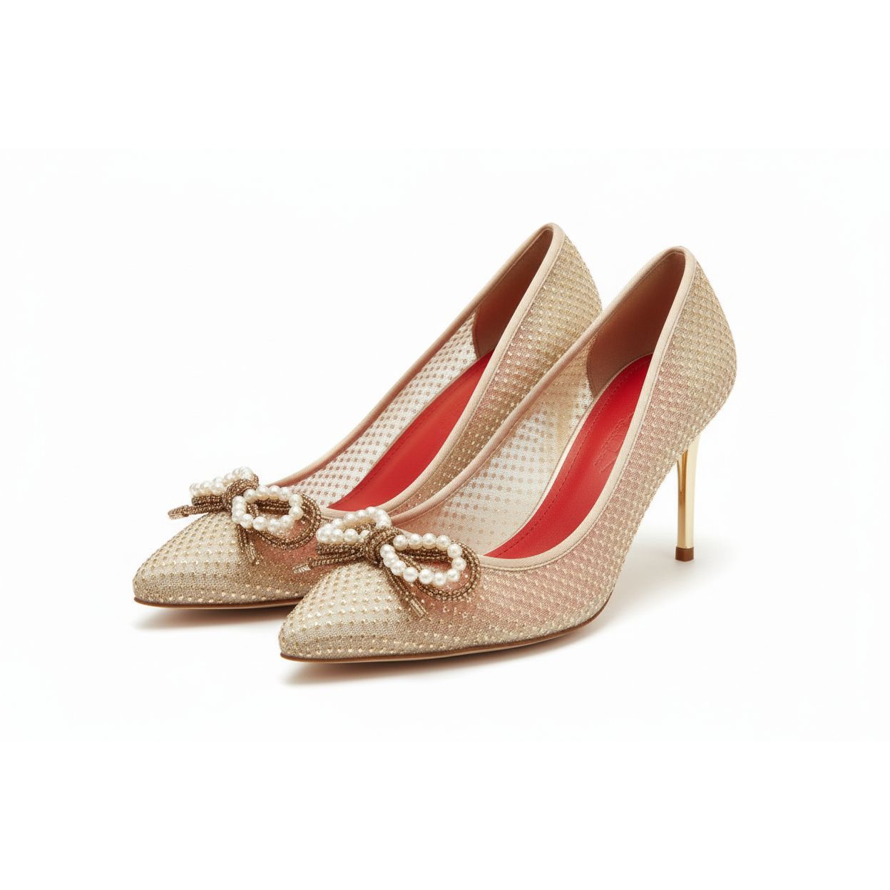 Glitter Pointed Toe Bow Decorated High Hell Shoes