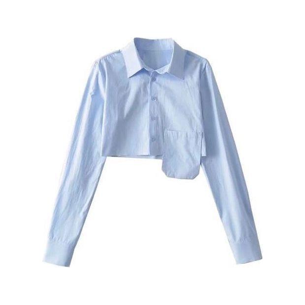 One Pocket Longsleeve Crop Shirt