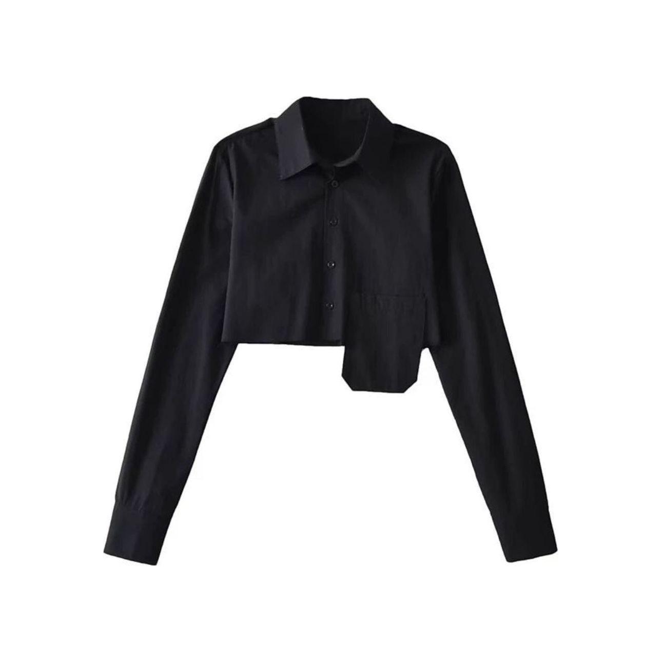 One Pocket Longsleeve Crop Shirt