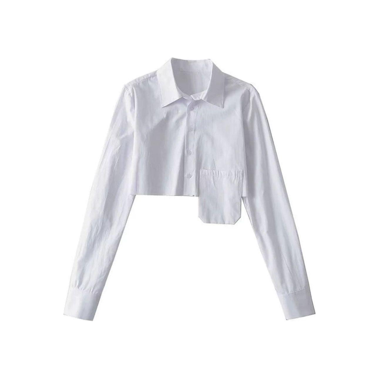 One Pocket Longsleeve Crop Shirt