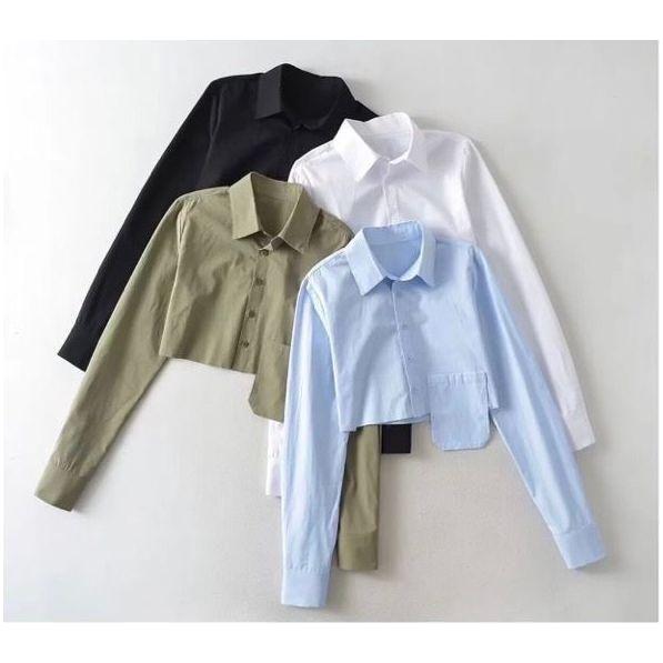 One Pocket Longsleeve Crop Shirt