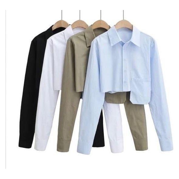 One Pocket Longsleeve Crop Shirt