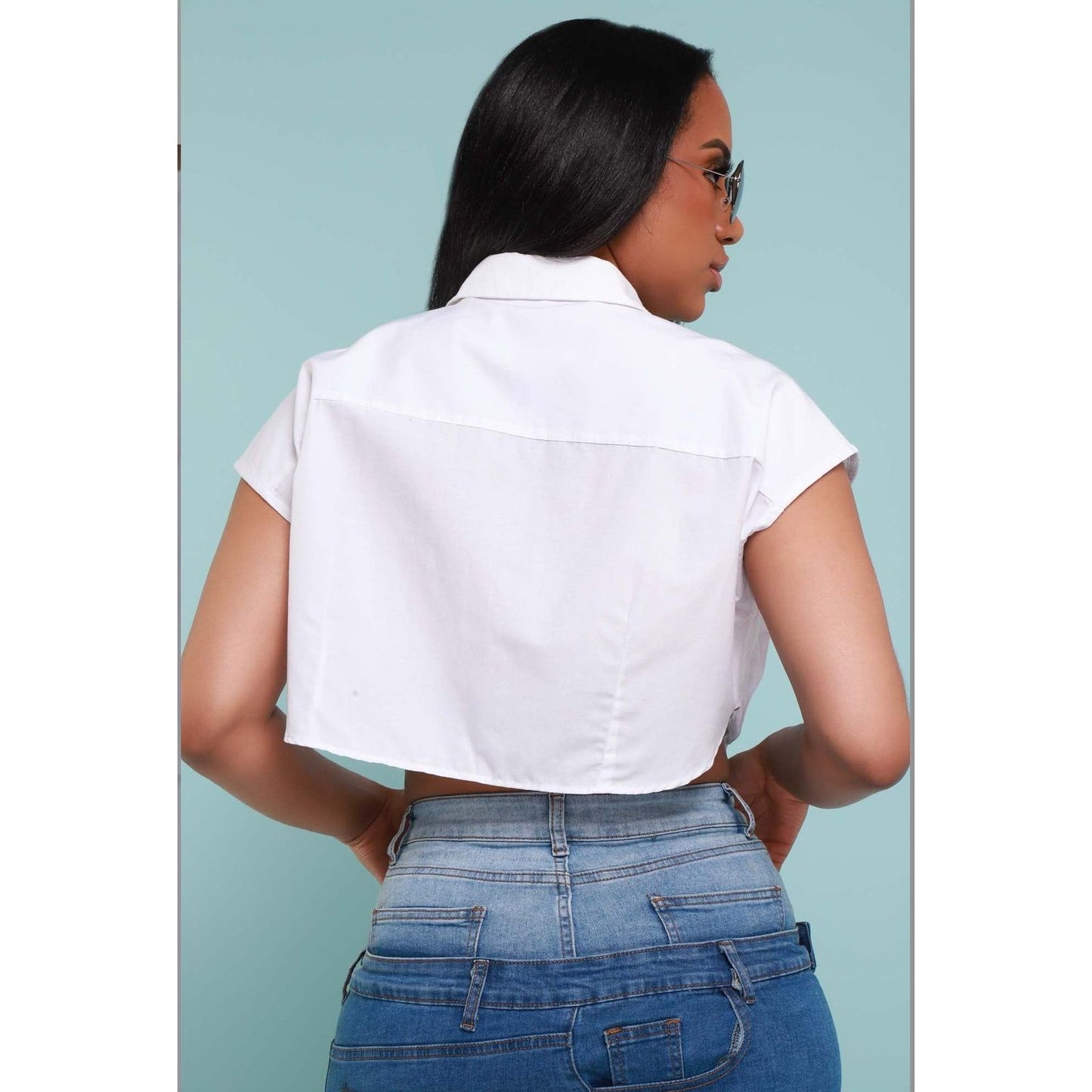 Sleeveless Oversized Crop Top Shirt