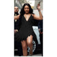 Fringe Detailed V-Neck Mini Dress