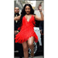 Fringe Detailed V-Neck Mini Dress