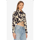 Geometric Print Longsleeve Crop Shirt