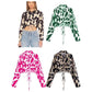 Geometric Print Longsleeve Crop Shirt
