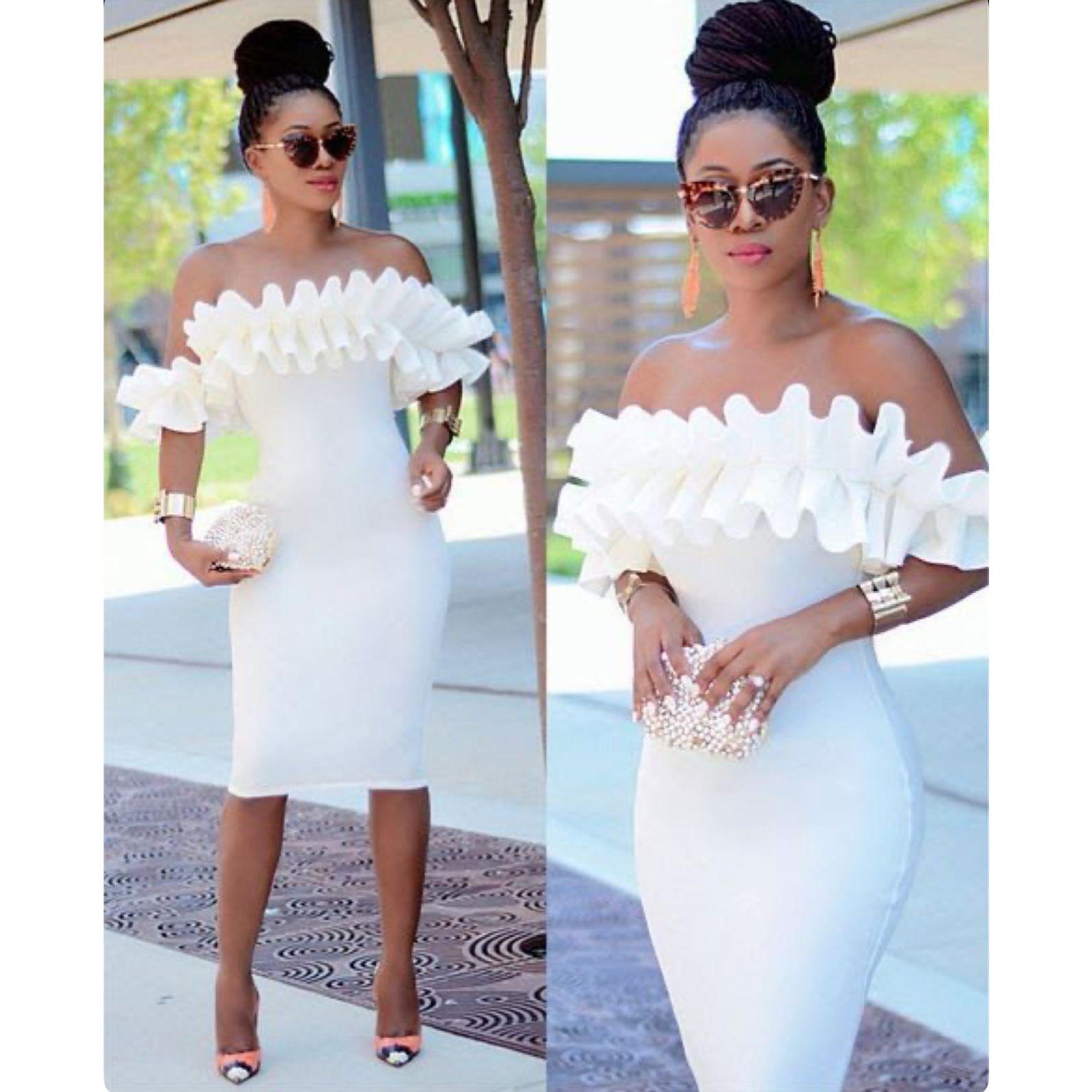Off Shoulder Ruffle Bodycon Dress – YELLOW SUB TRADING