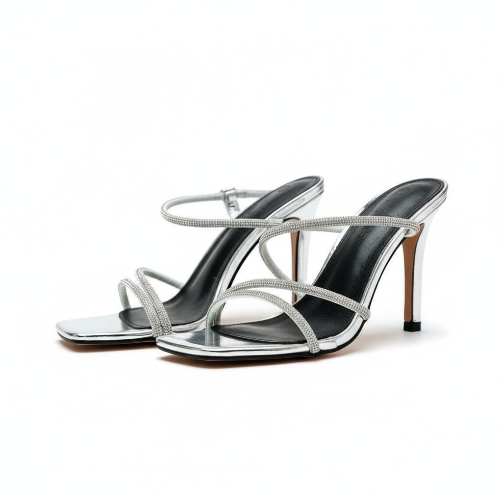 Open Square Toe High Heel Shoes.